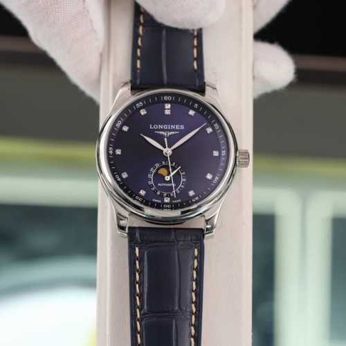 The strongest version of the leather and steel Longines Master Moon Phase. It ha