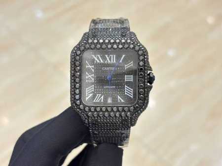 Cartier, Santos Black Knight, available in both real diamond and regular diamond - Click Image to Close
