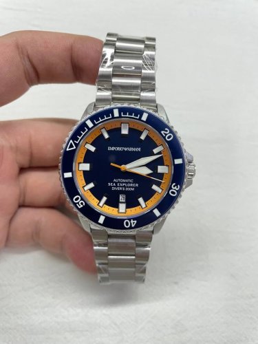 Deep Sea Navigator Orange and Blue Edge Ar60090 Armani 42mm Mechanical Diving Wa