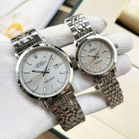 Platinum + 20 steel band + 20 Rolex couple watch Original imported quartz moveme - Click Image to Close