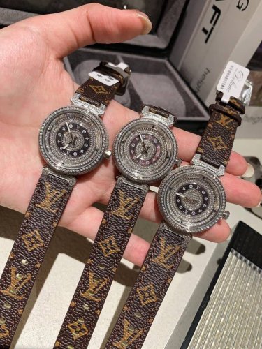 Lv Jewelry Watch Lv Counter Tambour Slim Monogran Women's Limited Edition Full D