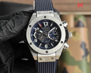 White case, rose black Hublot glass, 45mm x 13mm top-grain cowhide strap with or