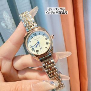 Rose gold diamond face Roman face Cartier-Cartier women's watch is young and go