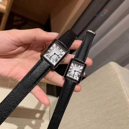 Cartier Tank Series ~ Original steel buckle genuine leather strap, medium 34.8*2