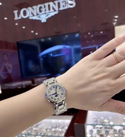 Longines Moon Phase Quartz Watch with Date Display, Moon Phase, Roman numerals, - Click Image to Close