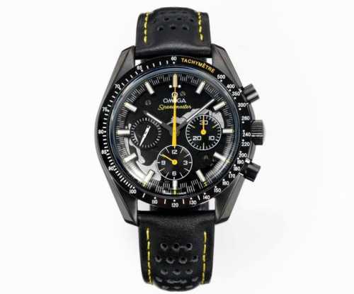 Tw The dial of the Omega Speedmaster Dark Side of the Moon "Apollo 8" is engrave