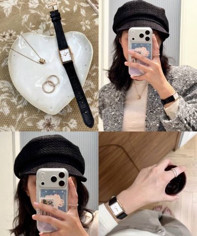 Dw's modern square watch is perfect for pairing with autumn and winter outfits.