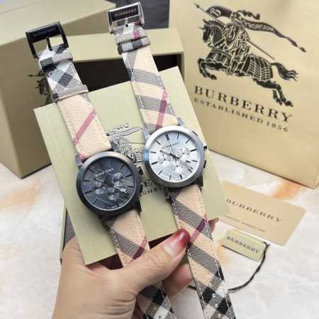 Burberry Men's 42mm (White/Black), Imported Six-Hand Quartz Movement, British S - Click Image to Close