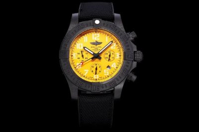 Breitling Avenger Hurricane 45mm chronograph features an original carbon fiber p