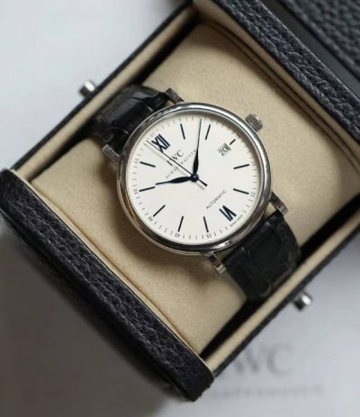 IWC Portofino Red 60 Blue Hand Mechanical Watch Iw356527 40Mm White Dial Automat