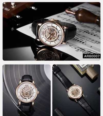 Armani Ar60007 Rose Gold Watch with Skewered Three Hands, Exuding British Charm - Click Image to Close