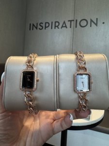 Gold and white, same price Chanel Small Sugar Cube Women's Quartz Watch, size 2