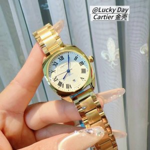 Rose gold diamond face Roman face Cartier-Cartier women's watch is young and go