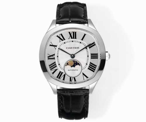 Cartier Drive De Cartier watch. Its elegant and solemn pillow-shaped design pair