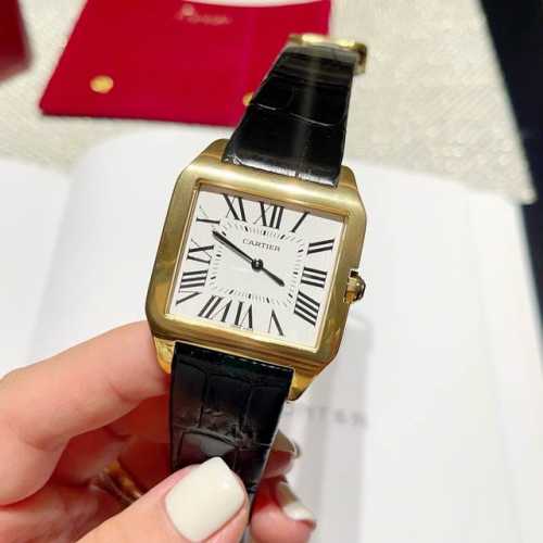 Cartier Santos Dumont - Classic Leather Strap Square Watch in Gold (Same Price