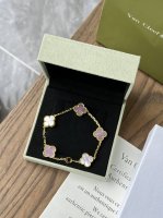 Gold Van Cleef & Arpels Vca "Pink Mother-Of-Pearl" Four-Leaf Clover Five-Flower