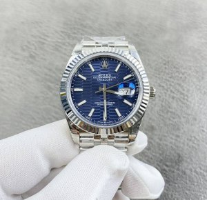 Rolex Datejust series, 41mm diameter! Blue dial with textured finish, Jubilee b