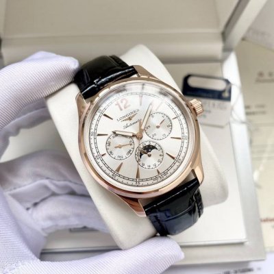 white case, rose gold, steel strap +20. New Isomia, multi-function moon phase, d