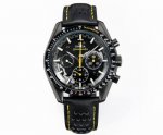 Tw The dial of the Omega Speedmaster Dark Side of the Moon "Apollo 8" is engrave