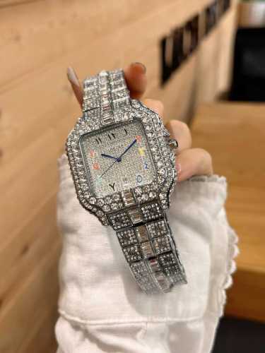 full diamond rose gold Brand: Cartier, boutique watch, classic large three-hand