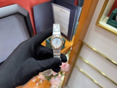 Omega Constellation series quartz high-end watch, dial 29Mm, stainless steel and