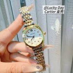 Rose gold diamond face Roman face Cartier-Cartier women's watch is young and go