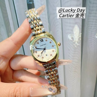 Rose gold diamond face Roman face Cartier-Cartier women's watch is young and go
