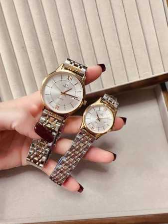 Platinum classic Omega couple watch double calendar imported quartz movement min - Click Image to Close