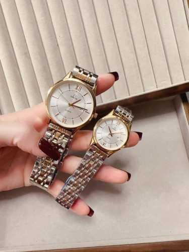 Platinum classic Omega couple watch double calendar imported quartz movement min