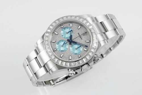 ppm, a modified, hidden series new Rolex Daytona with ice blue full diamonds and
