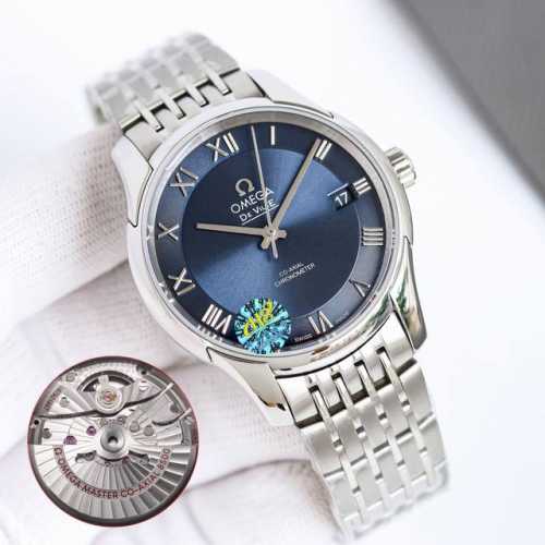 White leather, rose leather, steel strap, 50mm. Omega De Ville series with Co-Ax