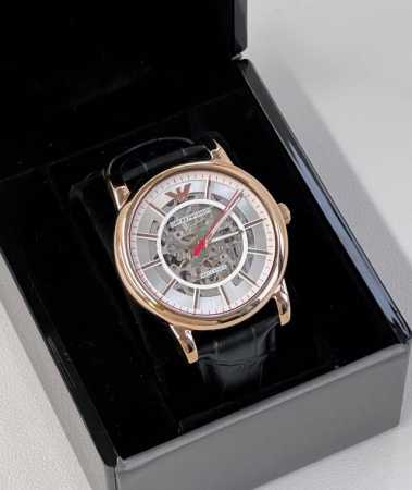 Armani Ar60009 Gold Hollow Transparent Leather Automatic Mechanical Watch! Hollo - Click Image to Close