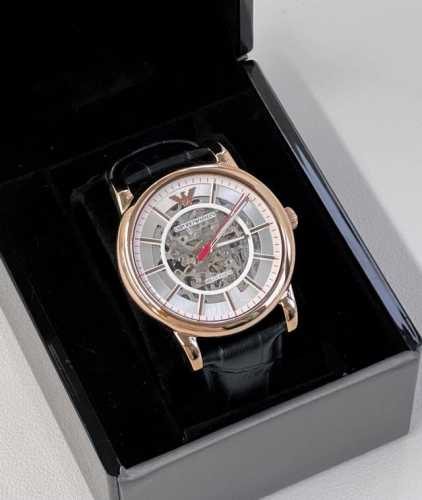 Armani Ar60009 Gold Hollow Transparent Leather Automatic Mechanical Watch! Hollo