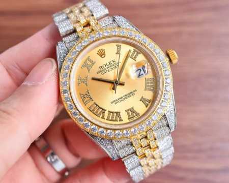 Tw Factory New Dial, Single Row Diamond-Set Bezel, Full Diamond Three-Jet Steel - Click Image to Close
