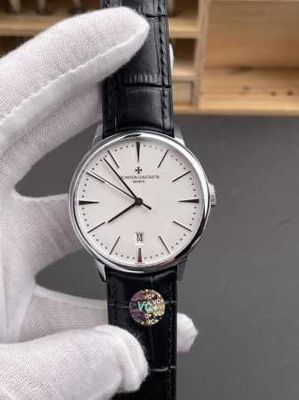 Vc+ Heritage 85180 White Dial with Leather Strap 40mm 9015 Ddd - Click Image to Close
