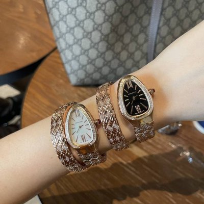 Brand: Bvlgari Serpentin Spig series watch with a unique prismatic design. Dial: