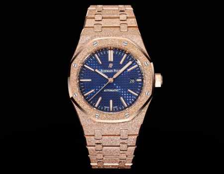 White-Gold Omf Premium Ap Royal Oak 37Mm Frosted Gold Version, "King of Steel" - Click Image to Close