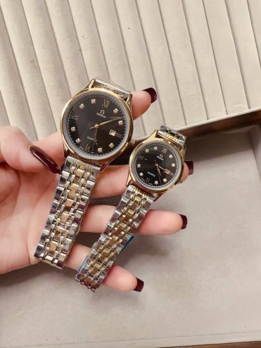 Platinum 330 Omega Couple's Watch Original Imported Quartz Movement Mineral Glas
