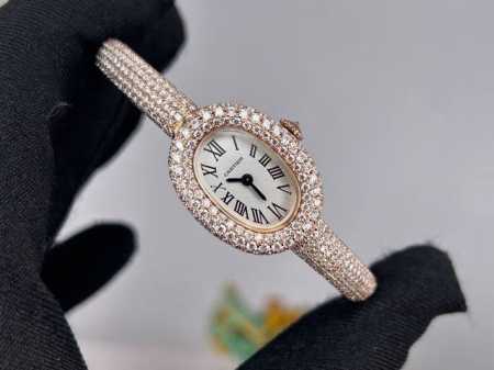 Cartier "Bathtub" Bracelet Watch, original mold. 18K gold and moissanite diamon - Click Image to Close