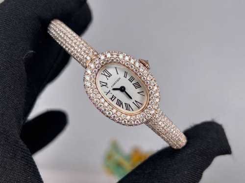 Cartier "Bathtub" Bracelet Watch, original mold. 18K gold and moissanite diamon