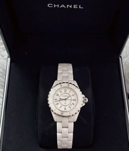 The Chanel J12 is made entirely of ceramic and stainless steel. Chanel's ceramic