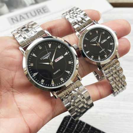 Gold case + 20 steel band + 20 Longines couple watch Original imported quartz mo - Click Image to Close
