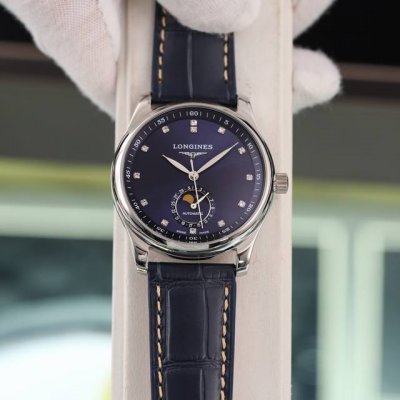 The strongest version of the leather and steel Longines Master Moon Phase. It ha