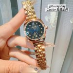 Rose gold diamond face Roman face Cartier-Cartier women's watch is young and go