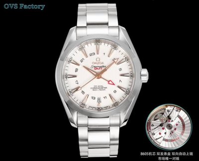 White-gold steel strap +100. Ovs Seamaster 150M GMT equipped with a new 1:1 int