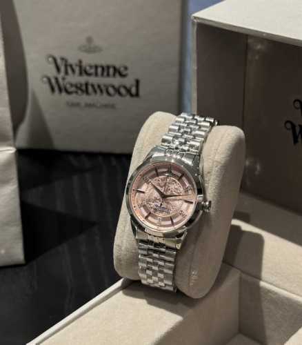 Vivienne Westwood Elegant Lady Quartz Watch, Vv311. Features a pink sunburst dia