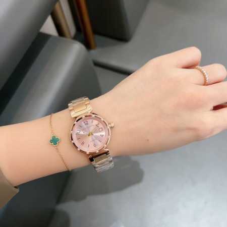 Lv Louis Vuitton Three-Hand Women's Super Hot Model Sapphire Mirror, Imported Qu - Click Image to Close