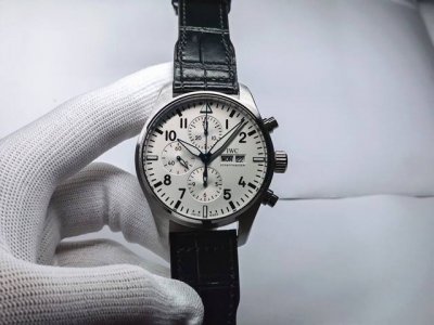 IWC Pilot's Chronograph Series 1: The watch features a spacious stainless steel