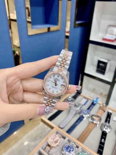 Seiko version Lv necklace bracelet rose gold full diamond four-leaf clover flowe