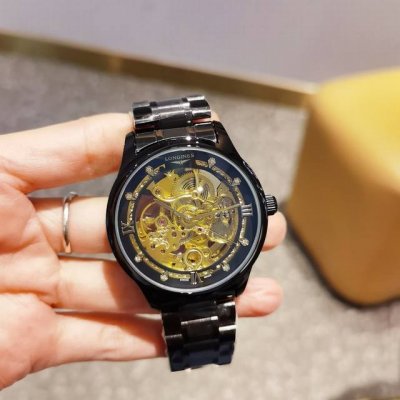 Stainless Steel Strap With Butterfly Buckle, Leather, Longines, Fully Automatic